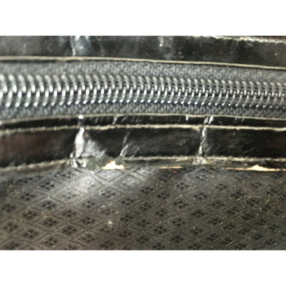 Genuine Brown Eel Skin Vintage Purse 2 zipper compartment magnetic closure - Picture 5 of 13